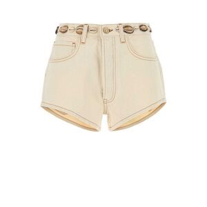 ALANUI Women's High-Waisted Denim Shorts with Shell Embellished Belt Women BEIGE